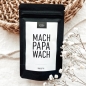 Preview: Geschenkbeutel schwarz mit der Aufschrift mach papa wach